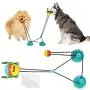 JDW Dog Toy 2 Suction Cups of Tug of War for Aggressive Chewer with 2 Squeaky Bouncing and Food Dispensing Balls (Blue and Yellow) JDW Dog Toy 2 Suction Cups of Tug of War for Aggressive Chewer with 2 Squeaky Bouncing and Food Dispensing Balls (Blue and Yellow)