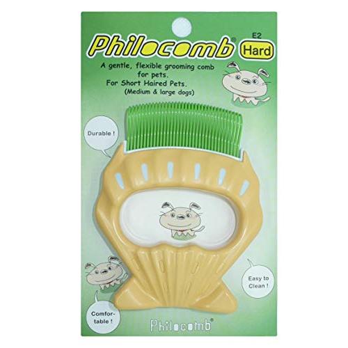 Philocomb E2 Hard (in English package), a gentle, flexible grooming comb for dog..,