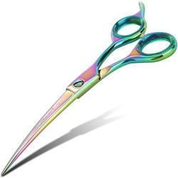 Sharf Professional 6.5'' Curved Rainbow Pet Grooming Scissors: Sharp 440c Japanese Clipping Shears for Dogs, Cats & Small Animals| Rainbow Series Hair Cutting/Clipping Scissors w/Easy Grip Handles