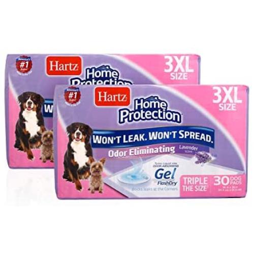 Hartz Home Protection Lavender Scented Odor Eliminating Gel Dog Pads, 36'' x 36'' 3XL, 60 Count