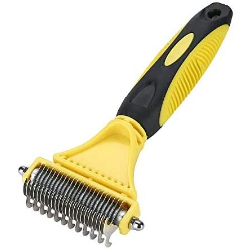 Avont Pet Dematting Comb, 2 Sided Professional Undercoat Rake for Dogs and Cats, Safe and Effective Pet Grooming Tool for Easy Mats & Tangles Removing - No More Nasty Shedding or Flying Hair