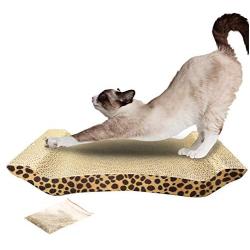 JIKLLSJID Fun Cat Tree and Tower, Cute U Shape Corrugated Paper Pet Cat Toy Cat Claw-Grinding Plate with Catnip Leopard Print Pattern