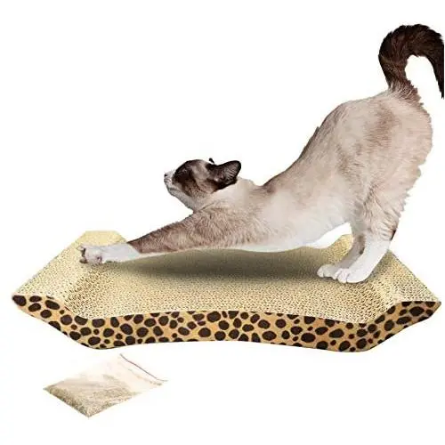 JIKLLSJID Multifunction Cat Scratching Board, Cat Climb Tree with Cat Scratching Board, Cute U Shape Corrugated Paper Pet Cat Toy Cat Claw-Grinding Plate with Catnip Leopard Print Pattern