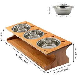 Petsoigné Cat Bowls Pet Dining Table with Raised Slope Wooden Stand Elevated Pet Bowls with Oblique Stand for Cats, Dogs, Kitten and Puppy