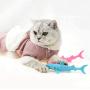 ocijf179 Cat Toy Pet Cat Kitten Silicone Shark Shape Toothbrush Catnip Molar Bite Chew Play Toy - Blue