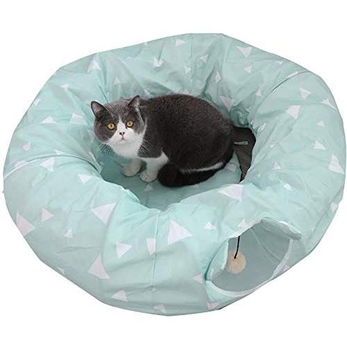 Large Comfortable Cat Tunnel with Scratching Ball and Cushion, Collapsible Play Toy Tube Fun for Kittens and Cats