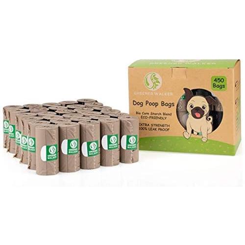 Greener Walker Poop Bags for Dog Waste-450 Bags,Extra Thick Strong 100% Leak Proof Biodegradable Dog waste Bags (Brown)