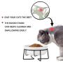 MUZITY Ceramic Raised Cat Dishes,12 Ounces Pet Food or Water Bowls with Metal Stand, White