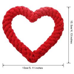 Mudder 2 Pieces Valentines Day Heart Shaped Rope Dog Chew Toys Pet Toys for Valentines Day Dog Supplies