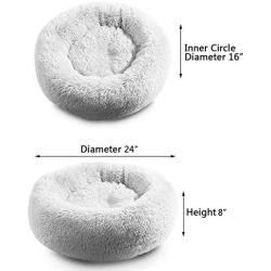 Hollypet Self-Warming Donut Pet Bed Luxury Cozy Nest Sleeping Bed Round Faux Fur Bed for Cats and Small Medium Dogs