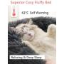 Pet Dog Calming Bed, Self-Warming Plush Round Dog Lounger Pillow Cushion Soft Luxury Faux Fur Cat Donut Bed Cuddler Nest for Pets Dogs Cats Puppies Orthopedic Joint Relief Washable, Non-slip Indoor
