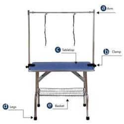 BUNNY BUSINESS Adjustable Portable Stainless Steel Dog Grooming Table with Arm Noose and Accessories Tray, 117 x 60 x 76 cm/ 46 x 23.6 x 30-inch, Black_P