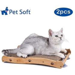 Pet Soft Cat Scratcher Cardboard - Corrugated Cat Scratching Pad Non-Slip Cat Lounge Scratcher, Kitty Scratcher for Furniture Protector with Catnip 2pack