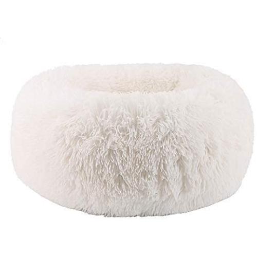 BODISEINT Modern Soft Plush Round Pet Bed for Cats or Small Dogs, Mini Medium Sized Dog Cat Bed Self Warming Autumn Winter Indoor Snooze Sleeping Cozy Kitty Teddy Kennel