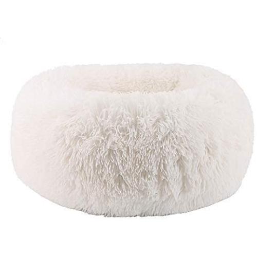 BODISEINT Modern Soft Plush Round Pet Bed for Cats or Small Dogs, Mini Medium Sized Dog Cat Bed Self Warming Autumn Winter Indoor Snooze Sleeping Cozy Kitty Teddy Kennel