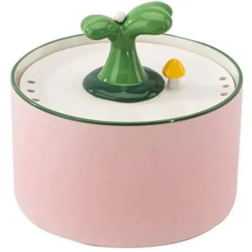 THMY Cat Water Fountain, Water Dispenser for Cat with Silent Water Pump, Small Sapling tap Style Water Bowl with 4pcs Hygienic Filter, Ceramics Pet Fountain (Pink) THMY Cat Water Fountain, Water Dispenser for Cat with Silent Water Pump, Small Sapling tap Style Water Bowl with 4pcs Hygienic Filter, Ceramics Pet Fountain (Pink)