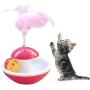 Studyset Interactive Cat Toy,Funny Rolling Scratching Ball Tumbler Interactive Toy with Feather for Pet Cat Yellow L