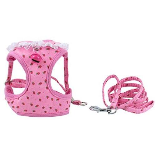 AUEAR, Soft Mesh Fabric Small Dog Vest Harness Girl Harness Leash Set Harness Leash Set for Small Dogs Puppy Vest Harness Cat Vest Harness Pink Color (Style B: Chest 11.8-19.7'', Neck 10'')