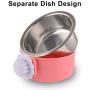 Crate Dog Bowl Removable Stainless Steel Water Food Feeder Bowls Cage Coop Cup for Cat Puppy Bird Pets (Small, Pink)