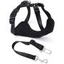 Mile High Life | Car Dog Harness Plus Connector Strap | Dog Seat Belt | Double Breathable Mesh Fabric with Car Vehicle Safety Seat Belt
