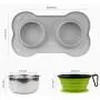 YOPINLIVE Double Dog Bowl, Pet Feeding Station, Stainless Steel Water and Food Bowls with Non Skid Non Spill Silicone Mat, Premium Quality Dog Bowl Holder for Mini Small Medium Dogs Cats Puppy