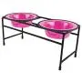 Platinum Pets Double Diner Feeder with Stainless Steel Cat Bowls, 6 oz, Pink Platinum Pets Double Diner Feeder with Stainless Steel Cat Bowls, 6 oz, Pink