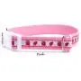 Strawberry dog collar : Strawberry with scallop edge cotton ribbon on durable and flexible nylon pet collar. Color choice from the top, (Pink, Red or Black) for small dog collar to large dog collar. Matching dog leash and step in dog harness are available