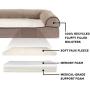Furhaven Pet Dog Bed - Cooling Gel Memory Foam Faux Fleece and Chenille Soft Woven Traditional Sofa-Style Living Room Couch Pet Bed with Removable Cover for Dogs and Cats