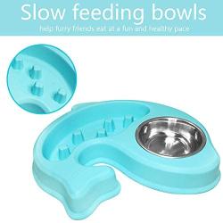 Dog Bowls Slow Feeder - Stainless Steel Dog Food & Water Feeder Set for Small Dogs Cats Puppy Kittens Pet