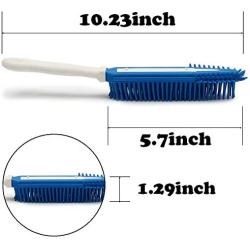 Pasuwisma 2 Pcs Silicone Car Pet Hair Remove Brush, Car and Auto Bedding Blankets Carpets Detailing Brush for Hair Removal, Pet Rubber Massage and Remover for Dog and Cat Hair, Blue and Green