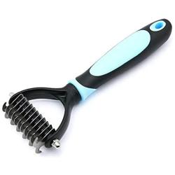 CeleMoon [Dematting Comb Pet Dematting Comb/Rake Dual Sided 6 + 11 Teeth, Professional Undercoat Fur Grooming Rake Knot Cutter for Cats & Dogs