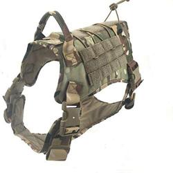 TOTTPED Tactical Dog Vest- for Various Training Service Dogs- with Traction Handle and Metal Buckle Belt Clip- Adjustable Chest Strap Hunting Vest