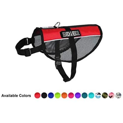 Dogline MaxAire Vest with Search and Rescue Removable Patches Adjustable Harness Reflective for Puppies Small Medium and Large Dogs