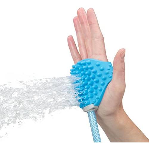 Aquapaw Pet Bathing Tool – Sprayer and Scrubber in One – Compatible with Indoor Shower or Outdoor Garden Hose – for Dog and Cat Grooming – Garden Hose and Shower Adapters Included