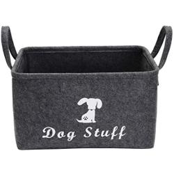 Geyecete Dog Apparel & Accessories/Dog Toys/Pet Supplies Storage Basket/Bin with PU Handles, Collapsible & Convenient Storage Solution for Office, Bedroom, Closet, Toys, Laundry(Dark Grey)
