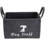 Geyecete Dog Apparel & Accessories/Dog Toys/Pet Supplies Storage Basket/Bin with PU Handles, Collapsible & Convenient Storage Solution for Office, Bedroom, Closet, Toys, Laundry(Dark Grey)