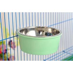 Pet Food Water Bowl, 2-in-1 Plastic Bowl & Stainless Steel Bowl, Mountable Cat Rabbit Bird Hamster Chinchilla Ferret Food Basin Dish