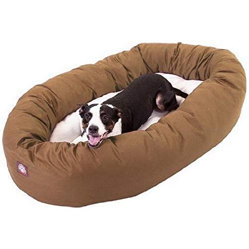 Majestic Pet Poly-Cotton Sherpa Bagel Dog Bed for Dogs & Cats, Calming Donut Dog Bed Cuddler | Washable | Multiple Sizes & Colors