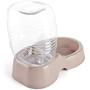 Flexzion Pet Water Dispenser Station, Beige (3/8 Gallon) Auto Replenish Gravity Waterer Drinking Fountain Bottle Bowl Dish Portable Stand for Small Dog Cat Animal