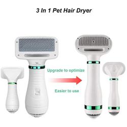 OWNPETS 3 in 1 Pet Hair Dryer, Portable Dog Grooming Blower with Slicker Brush, Adjustable Temperature & Fast-Drying Towel, Perfect Grooming Tool for Dogs, Cats & Other Coated Breeds