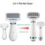 OWNPETS 3 in 1 Pet Hair Dryer, Portable Dog Grooming Blower with Slicker Brush, Adjustable Temperature & Fast-Drying Towel, Perfect Grooming Tool for Dogs, Cats & Other Coated Breeds