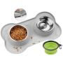 YOPINLIVE Double Dog Bowl, Pet Feeding Station, Stainless Steel Water and Food Bowls with Non Skid Non Spill Silicone Mat, Premium Quality Dog Bowl Holder for Mini Small Medium Dogs Cats Puppy