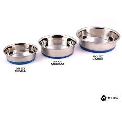 Max and Neo Heavyweight Non-Skid Rubber Bottom Stainless Steel Dog Bowl