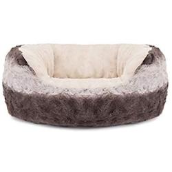 40 Winks Oval Sleepers - Grey & Cream Snuggle Plush 20'' ped bed