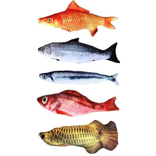 MULEI Fish Cat Toy Catnip Kicker Chew Bite Treat Pillow Set Flopping Fish Shape Doll Pet Natural Non-Toxic for Cats Kittens