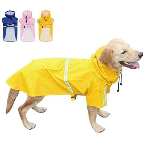 FEimaX Dog Raincoats Rain Poncho Coat Waterproof Rain Jacket with Hood for Medium and Large Dogs, Lightweight Hoodies Pet Windproof for Outdoor Walking