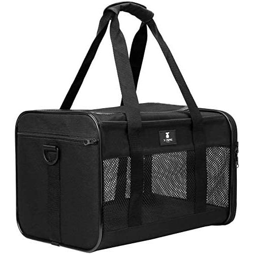 X-ZONE PET Airline Approved Soft-Sided Pet Travel Carrier for Dogs and Cats, Medium Cats Small Cats Carrier,Dog Carrier for Small Dogs, Portable Pet Travel Carrier,Black