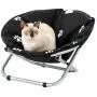 Etna Folding Pet Cot Chair - Portable Round Fold Out Elevated Cat Bed - Water Resistant Paw Print Cushion - Papasan Chair for Small Dogs