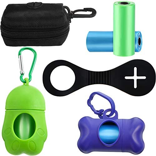 Weewooday 6 Pieces Dog Waste Bag Holders Leash Poop Waste Bag Holder Dispenser Waste Bag with Plastic Bags for Walking Running with Dog, 4 Kinds