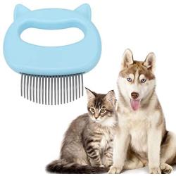 Enrilior Pet Grooming Comb, Cat Dog Massage Shell Hair Removal Shedding Cleaning Brush (Blue)